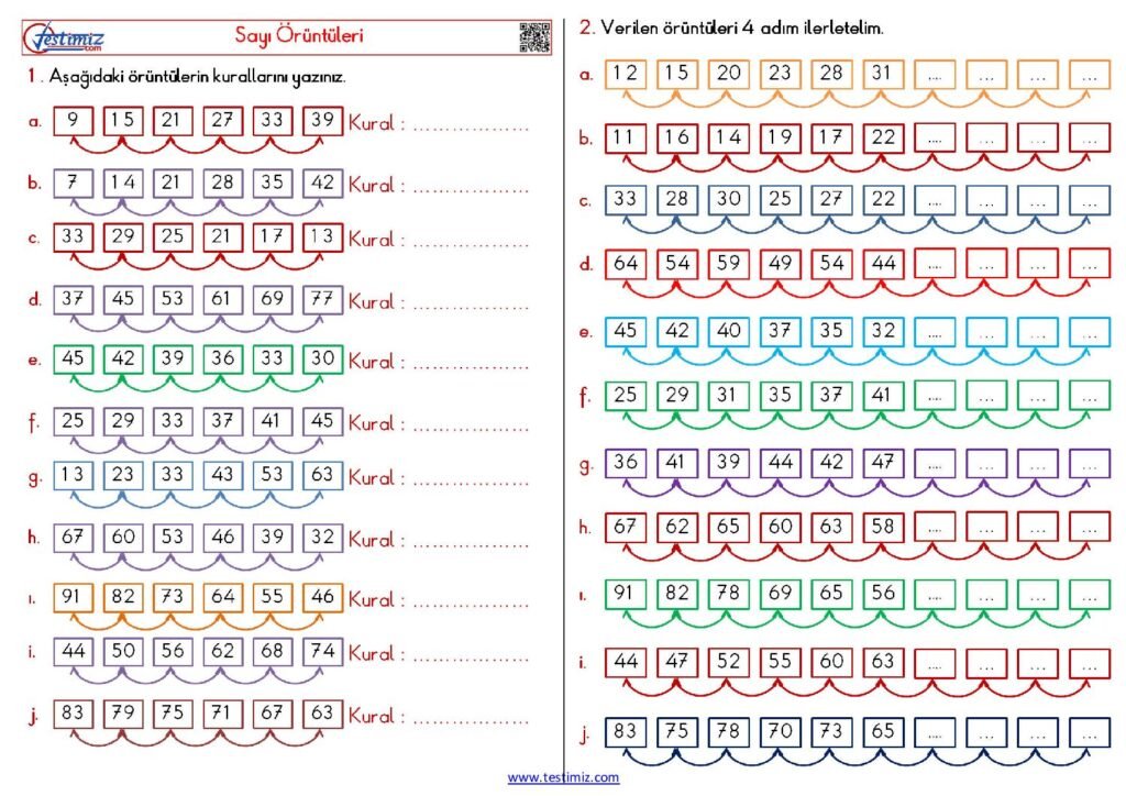 4. Sınıf Sayı Örüntüleri Çalışması PDF