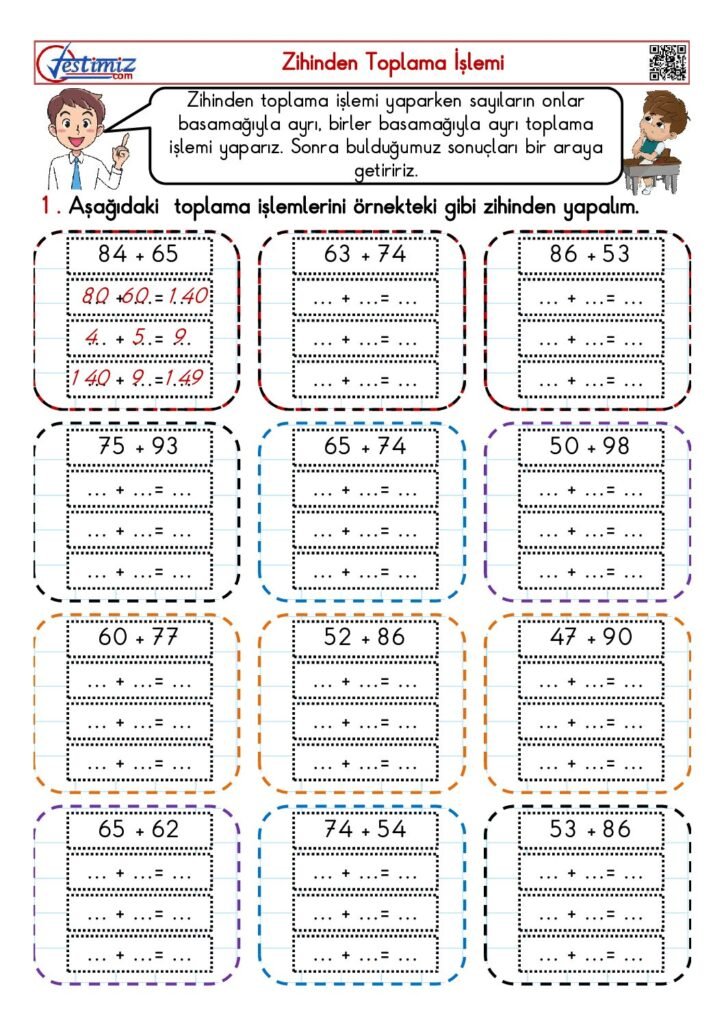 4. Sınıf Zihinden Toplama İşlemi Çalışmaları PDF