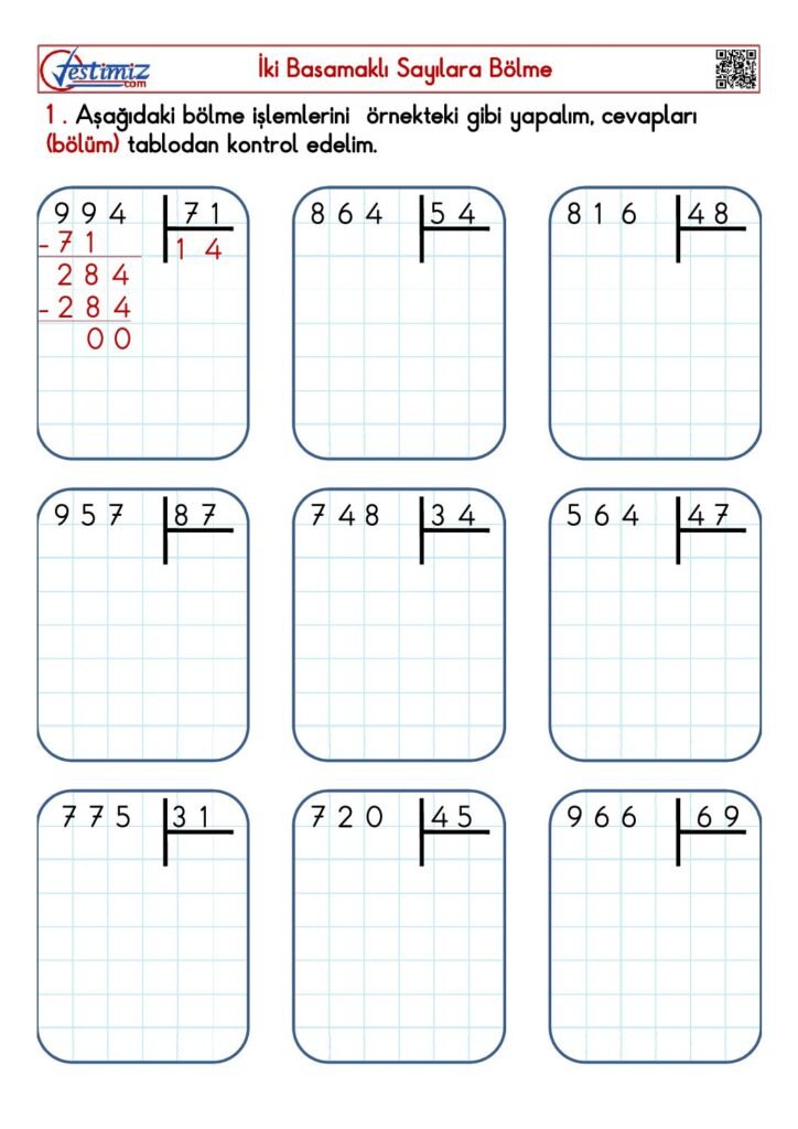 4. Sınıf Bölme İşlemi Alıştırmaları PDF