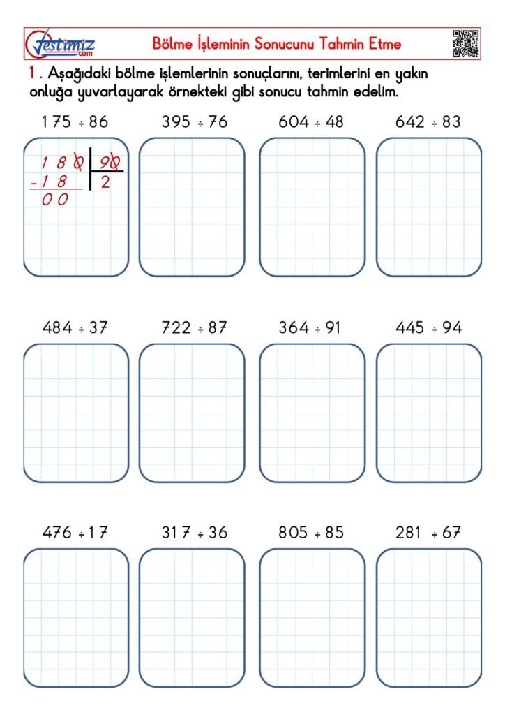 4. Sınıf Bölme İşleminin Sonucunu Tahmin Etme Çalışması PDF