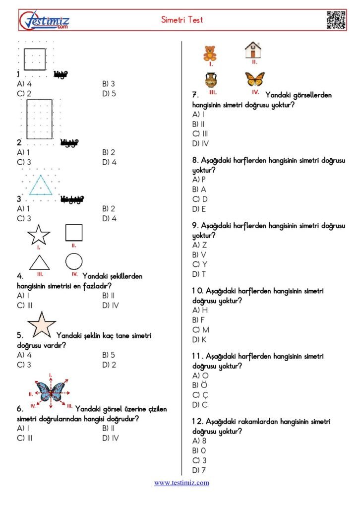 4. Sınıf Simetri Testi PDF