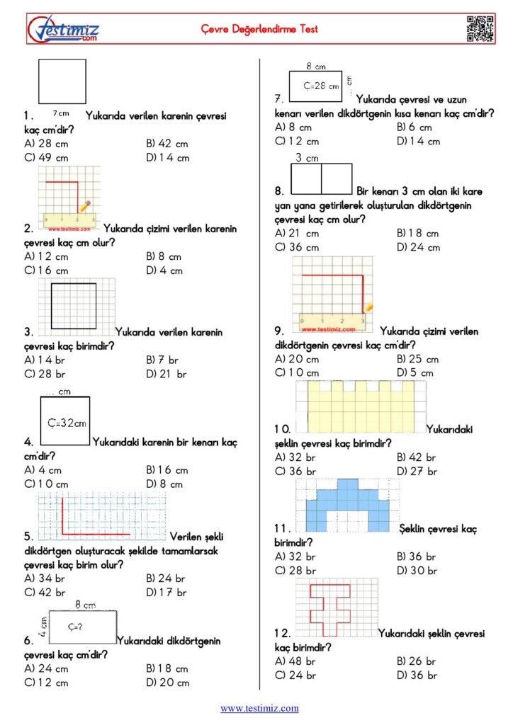 4. Sınıf Çevre Değerlendirme Testi PDF