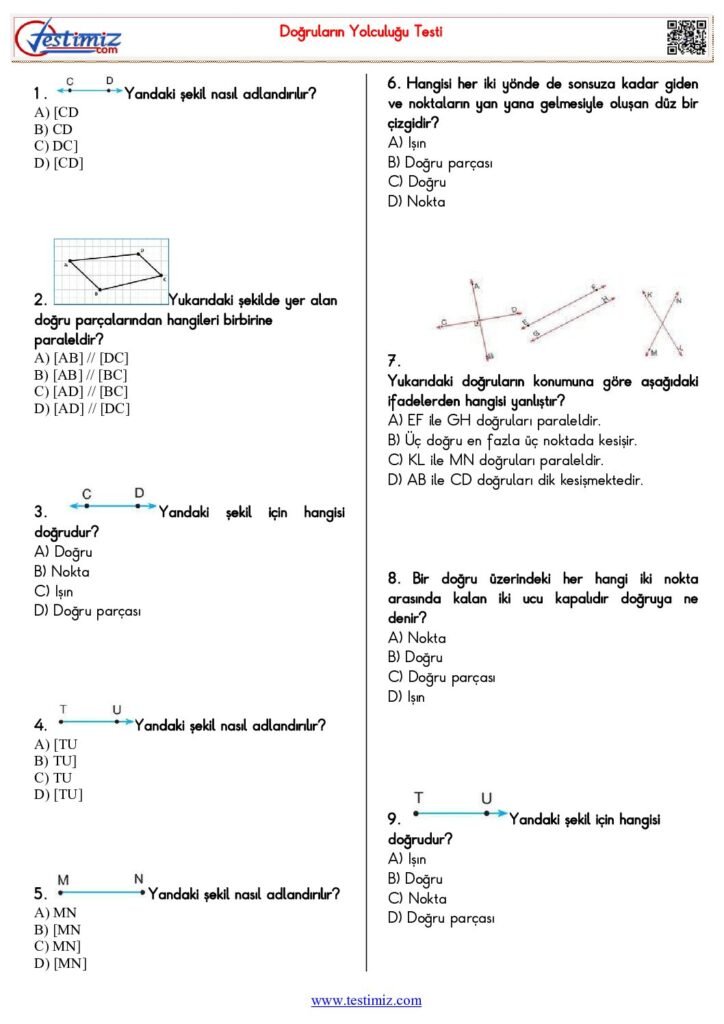 5. Sınıf Doğruların Yolculuğu Testi PDF